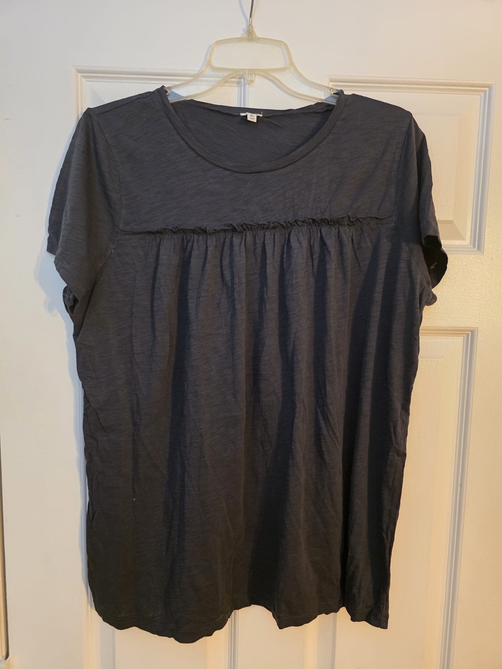 J. Crew Women’s Short Sleeve Gathered Yoke Tee - Charcoal. XL, New
